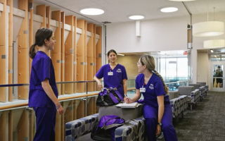 TCU nursing students in Bass buidling