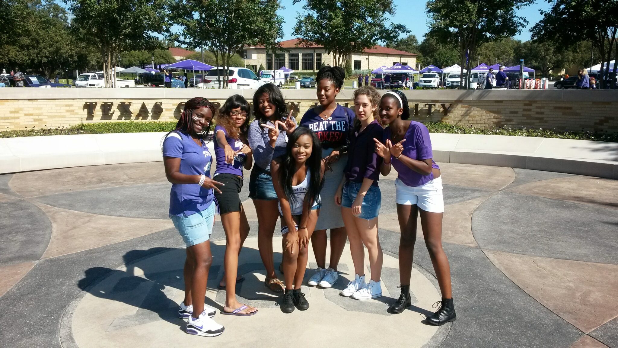 Abriana and her friends at TCU