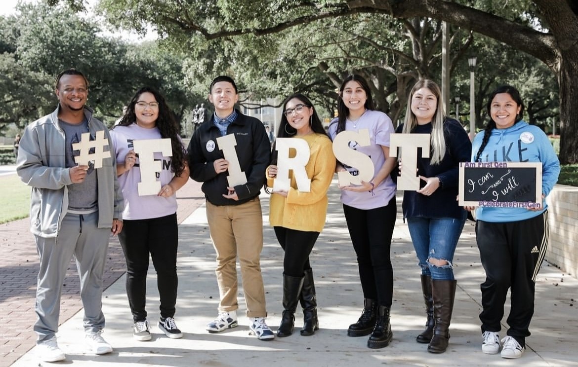 Elene Olalde posing with TCU first generation students